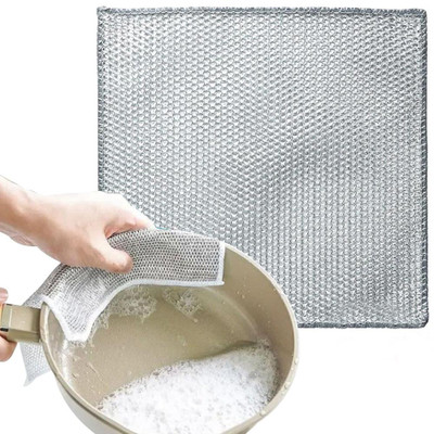 Lot de 5 chiffons de nettoyage polyvalents en fil métallique pour cuisine et poêle à récurer humides et secs Lot de 5 chiffons de nettoyage polyvalents en fil métallique pour cuisine et poêle à récurer humides et secs