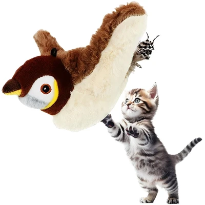 Jouet Interactif Pour Chat Avec Oiseau Volant - Mouvement Automatique, Herbe à Chat, Stimule L'Instinct