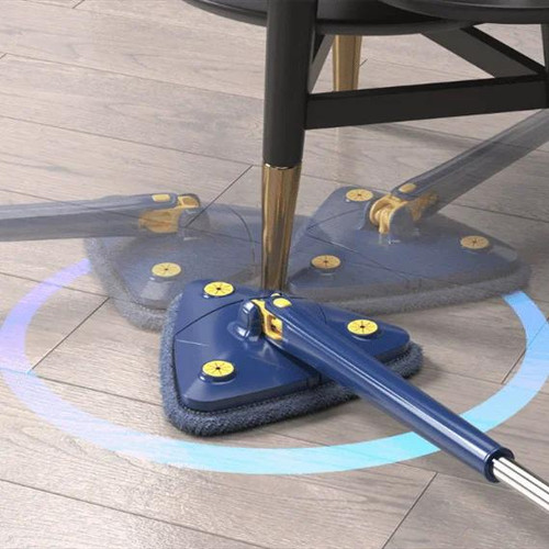 Balai Triangulaire Rotatif 360° Avec Manche Extensible - Tête Microfibre Et Chenille - Pour Sols, Murs, Fenêtres, Plafonds - 7