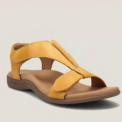 Sandales à bout fermé pour femme - Sandales compensées confortables en cuir souple - Chaussures d'été décontractées pour la plage, les voyages, la marche, la conduite - Marron - 41 EU