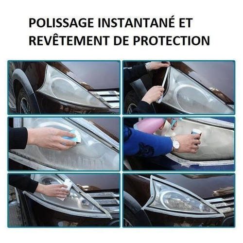Kit De Rénovation Pour Phares De Voiture Jaunis - Spray Nettoyant + Agent De Finition - Redonne De La Clarté En Quelques Minutes