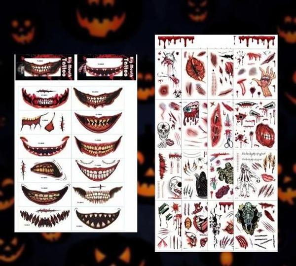 Tatouages dHalloween - Tatouages temporaires pour Halloween zaxx