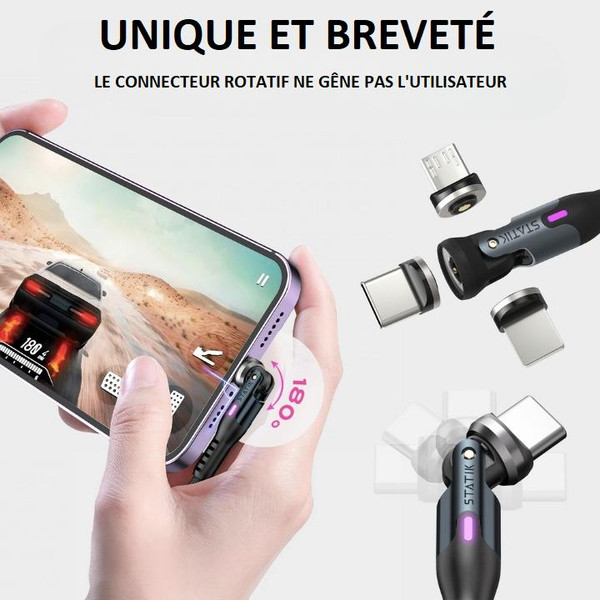 Câble Chargeur USB C - Lightning - Micro USB - 3-en-1 Câble Chargeur USB C - Lightning - Micro USB - 3-en-1 zaxx