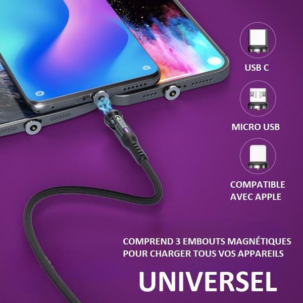 Câble Chargeur USB C - Lightning - Micro USB - 3-en-1 Câble Chargeur USB C - Lightning - Micro USB - 3-en-1 zaxx