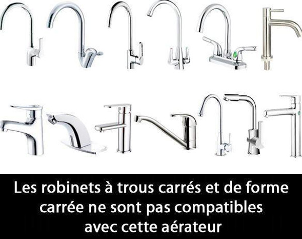 Fixation de robinet aérateur , régulateur de jet de robinet rotatif à  1080°, régulateur de jet