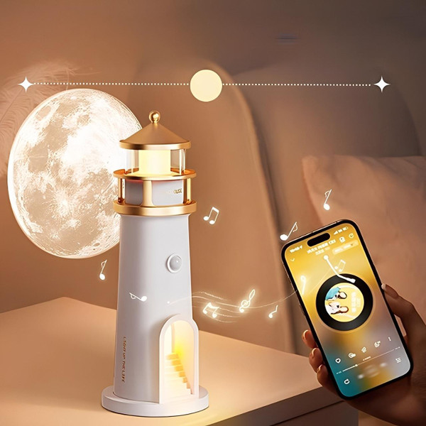 Veilleuse Led avec Projection de Lune en Forme de Phare Veilleuse Led avec Projection de Lune en Forme de Phare zaxx