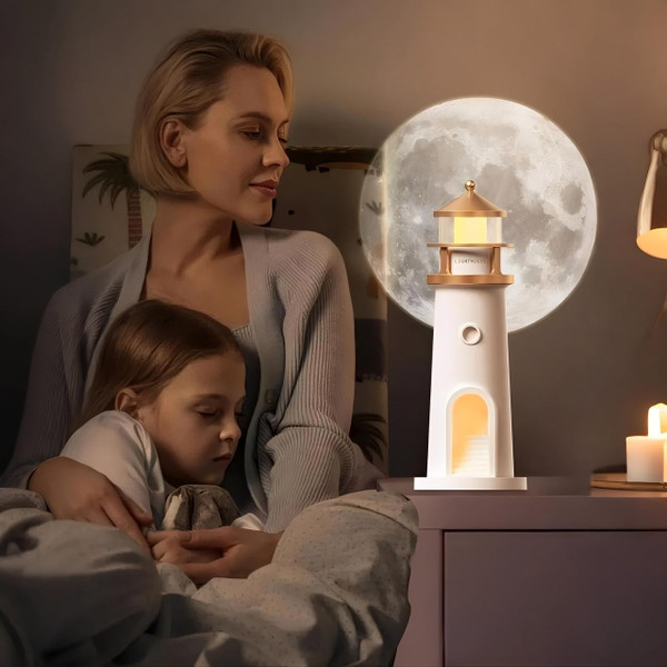 Veilleuse Led avec Projection de Lune en Forme de Phare Veilleuse Led avec Projection de Lune en Forme de Phare zaxx