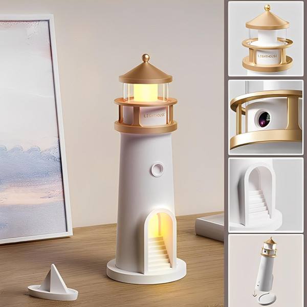 Veilleuse Led avec Projection de Lune en Forme de Phare Veilleuse Led avec Projection de Lune en Forme de Phare zaxx