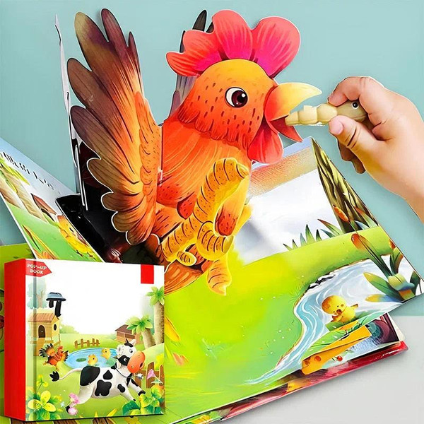 Livre Pop-Up Animaux En 3D Pour Enfant zaxx