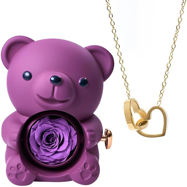 Ours Rose Eternelle Avec Collier Coeur zaxx