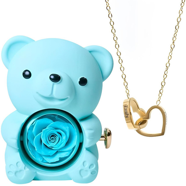Ours Rose Eternelle Avec Collier Coeur zaxx