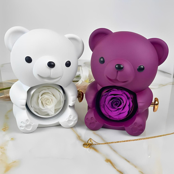 Ours Rose Eternelle Avec Collier Coeur zaxx