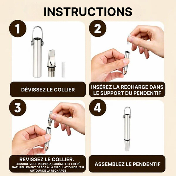 Collier Inhalateur Diffuseur D'Arôme Portable Sans Batterie Ni Vapeur zaxx