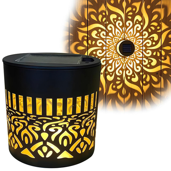 Lampe Murale Solaire Mandala - Projecteur Pour Jardin, Clôture Et Extérieur, Décoration De Terrasse zaxx