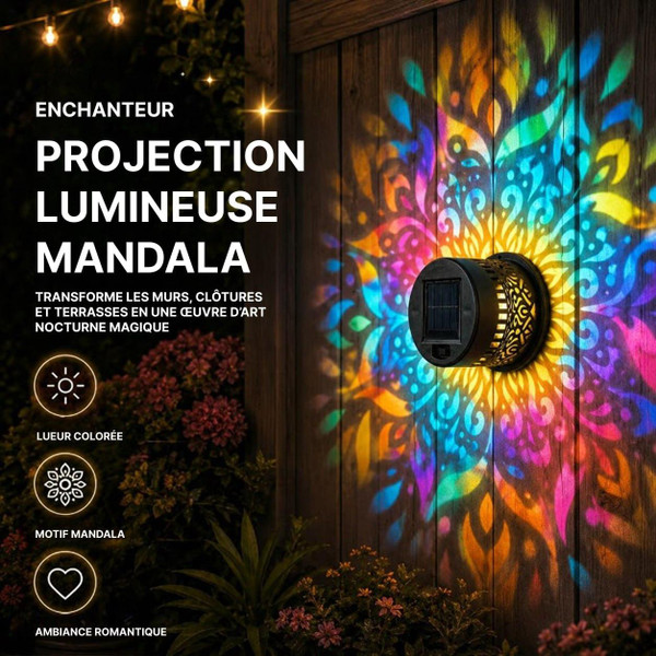 Lampe Murale Solaire Mandala - Projecteur Pour Jardin, Clôture Et Extérieur, Décoration De Terrasse zaxx