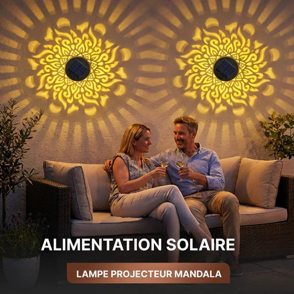 Lampe Murale Solaire Mandala - Projecteur Pour Jardin, Clôture Et Extérieur, Décoration De Terrasse zaxx