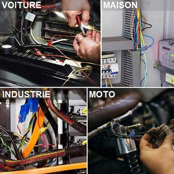 Connecteur électrique T-connecteur fil, 120 pièces de connecteurs  électriques T-tap, connecteur rapide T-tap, patte électrique rapide