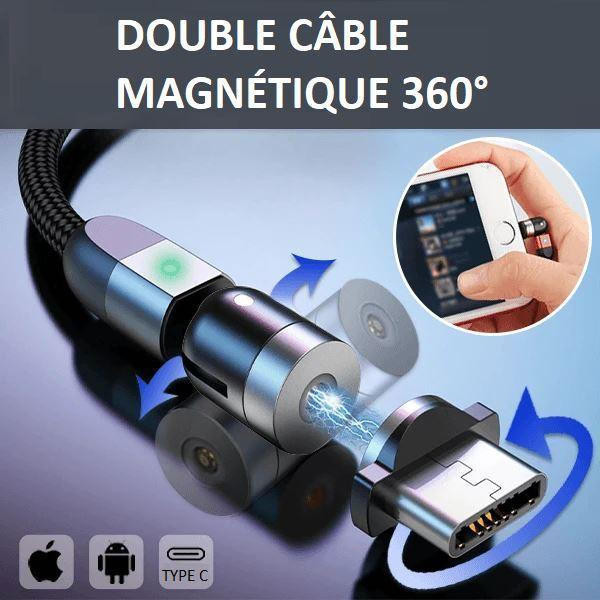 Cable magnetique chargement iPhone - Type C - Micro Usb 360° zaxx