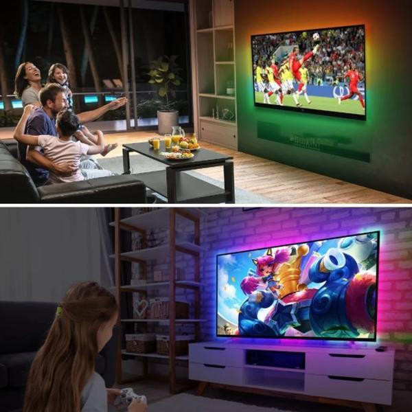 BANDE LED JAUNE 90CM AVEC CONNEXION USB POUR RÉTRO-ÉCLAIRAGE TV