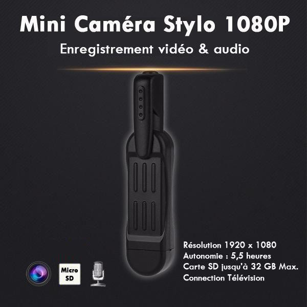 Mini caméra Spy stylo HD - Enregistreur vidéo, caméra espion
