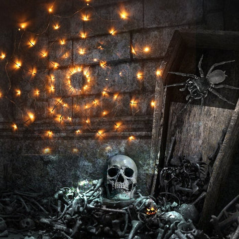 Toile D'araignée Halloween LED - 60 Perles Violettes, 8 Modes - Avec Télécommande Et Piles - Pour Décoration Extérieure/intérieure - 5