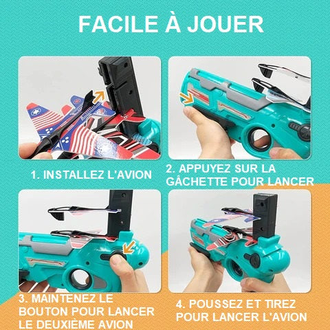 HTCM Lanceur d'avion Jouet Catapulte Avion Avions en Mousse Jouets Volants  Jeux de Tir Activité Sportive Extérieure Cadeaux d'anniversaire Cadeaux  pour Enfants Tout-Petits Garçons Filles 6+ Ans (Bleu) 