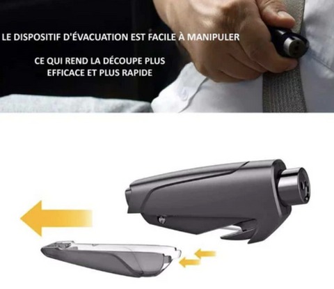 Porte-clés 3 en 1 : brise-vitre, coupe-ceinture et lampe de poche led -  accessoire auto - InnovMania