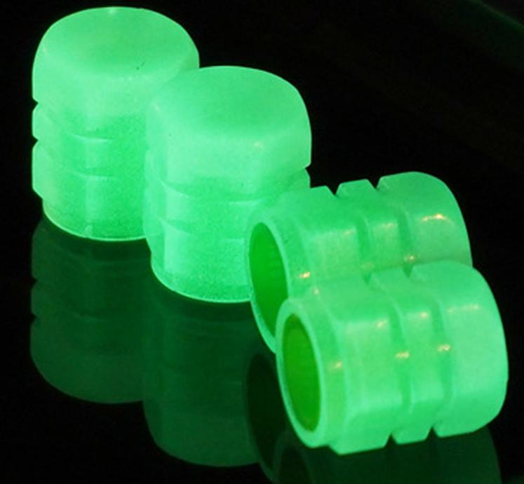 Bouchons de Valve de pneu lumineux,Fluorescent,vert,bleu nuit,brillant, voiture,moto,vélo,roues,5 couleurs - Type Green #B