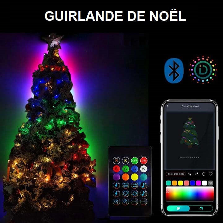 Guirlandes Lumineuses LED pour Sapin de Noël : Ambiance Arc-en-ciel et  Musique Synchronisée – Connect&Facile