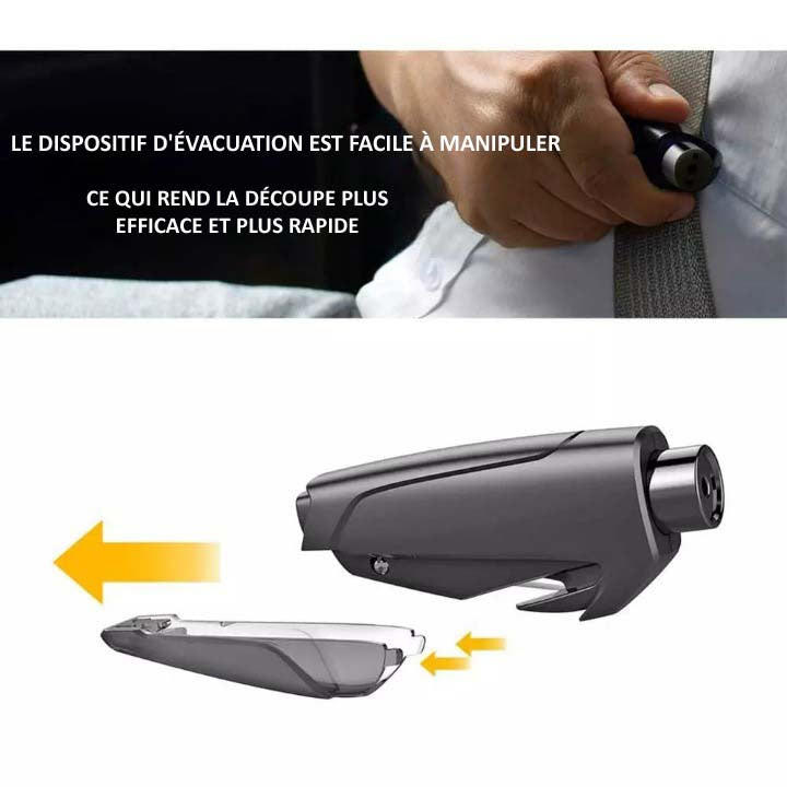 Mini brise-vitre de voiture portable 2 en 1 et coupe-ceinture de sécurité 2  en 1 avec