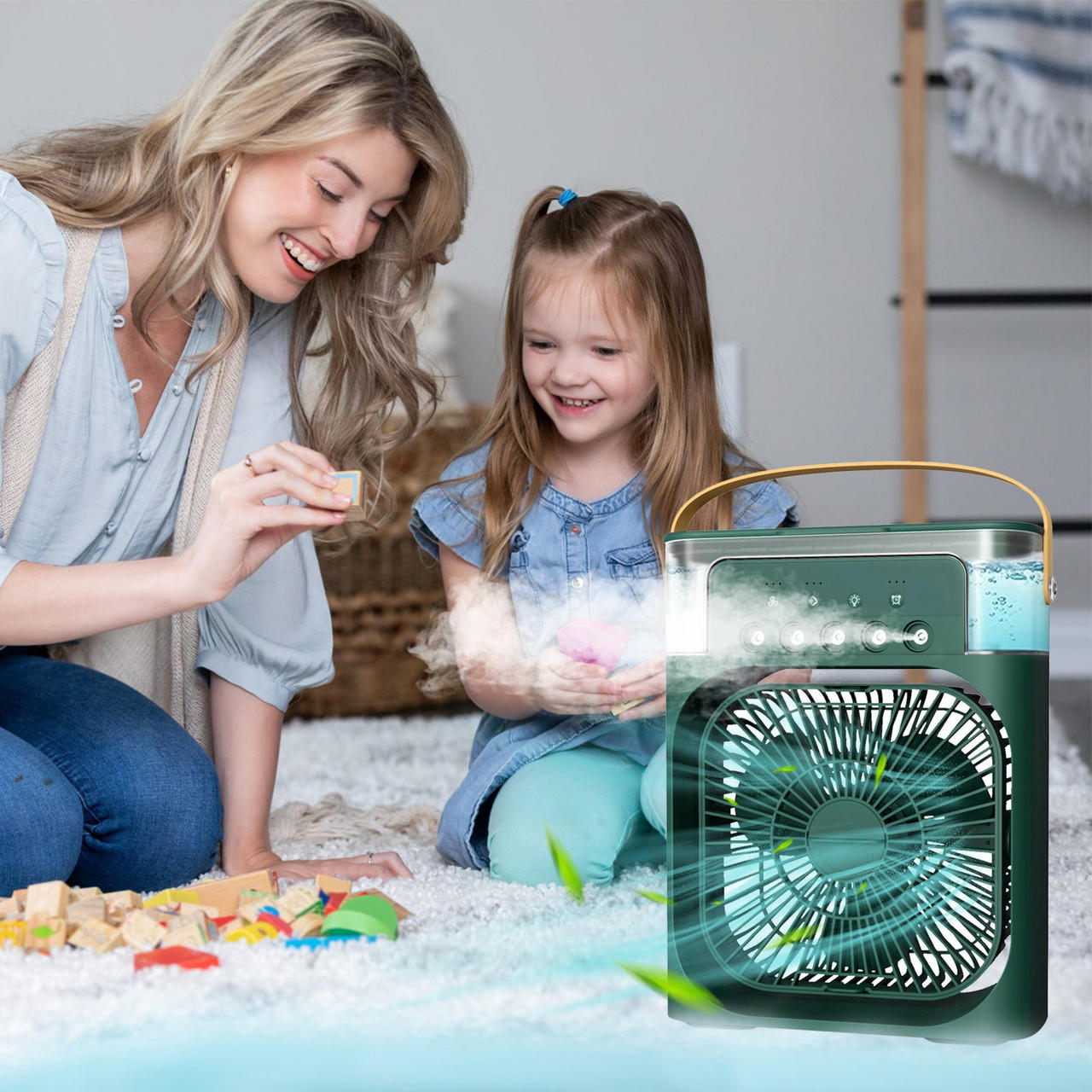 Mini Ventilateur USB Avec Brumisateur - Rechargeable 2000mAh, 5 Vitesses, Pliable, Idéal Pour Bureau, Voyages Et Extérieur - 10