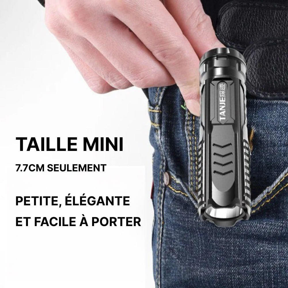 Petite Lampe Torche De Poche En Métal - LED Ultra Puissante - Noire - NEUVE