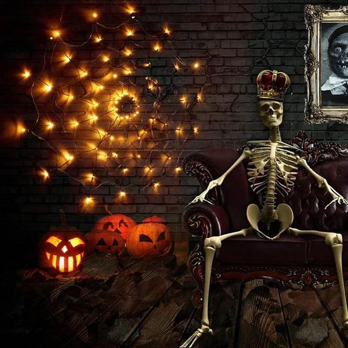 Toile D'araignée Halloween LED - 60 Perles Violettes, 8 Modes - Avec Télécommande Et Piles - Pour Décoration Extérieure/intérieure - 8