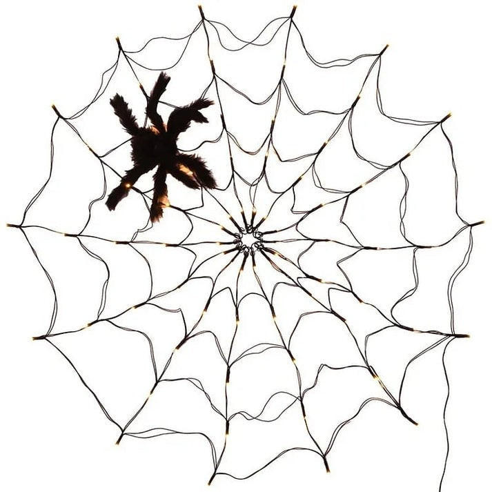 Toile D'araignée Halloween LED - 60 Perles Violettes, 8 Modes - Avec Télécommande Et Piles - Pour Décoration Extérieure/intérieure - 10