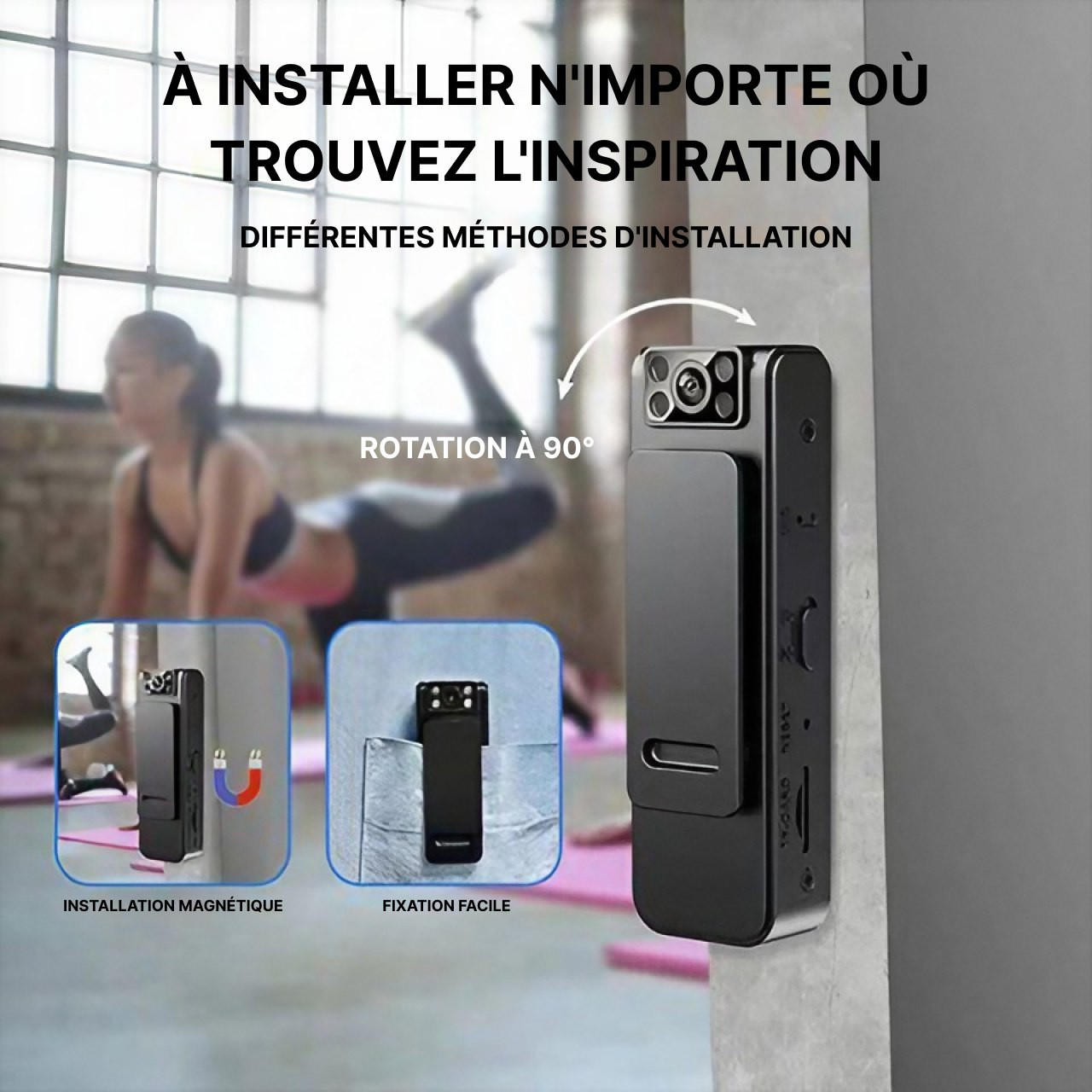 AOBOCAM Camera Espion,WiFi 4K HD Mini Caméra de Surveillance Interieur/ extérieur sans Fil avec Enregistrement / détection de mouvement / vision nocturne / Longue Batteries