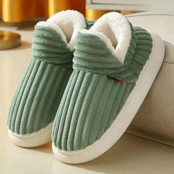 Chaussons D'hiver Pour Femme En Coton Doublés Polaire - Semelle Caoutchouc Antidérapante, Léger Et Confortable