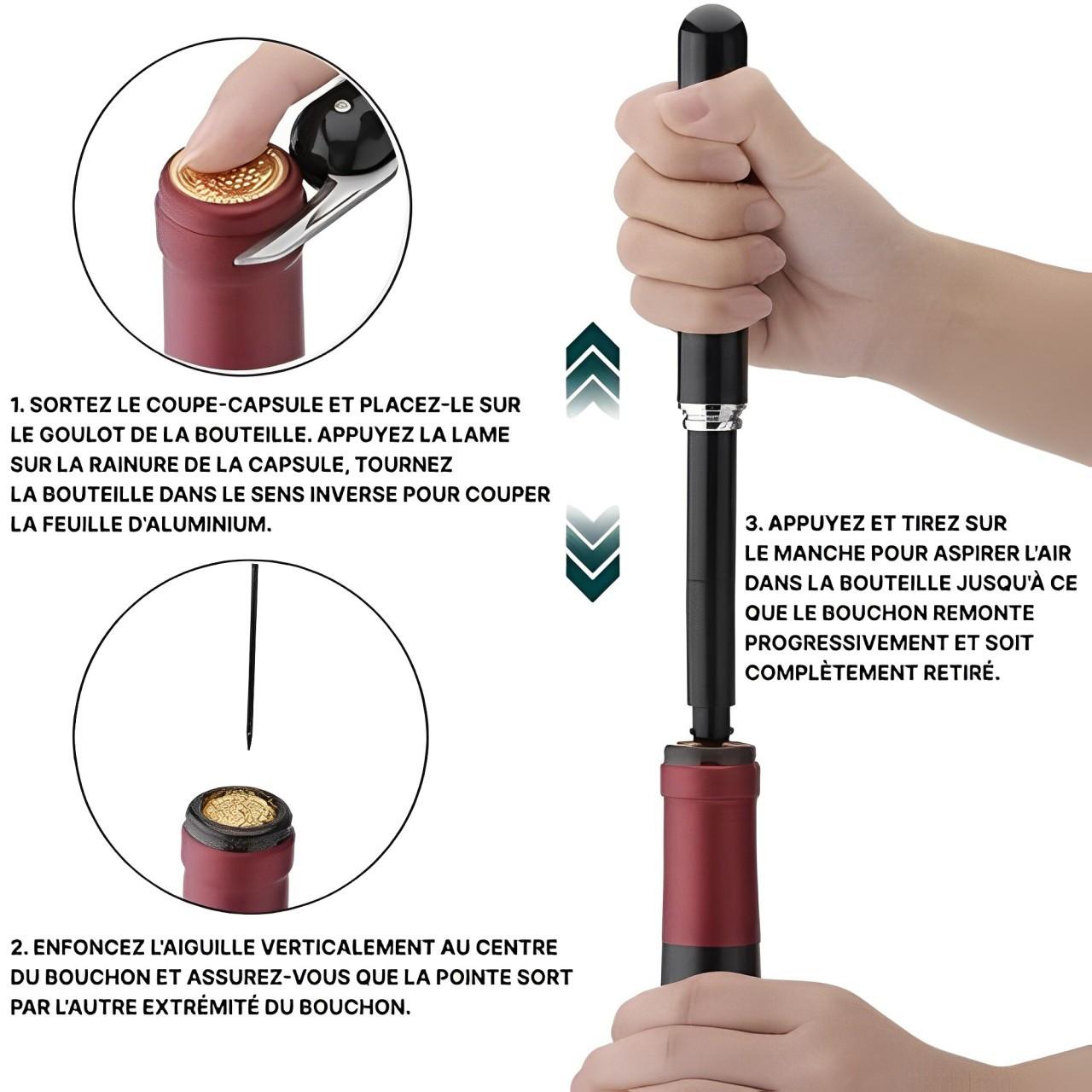 Tirebouchon À Air Comprimé Pression d'Air Ouvre Bouteille à Vide — free download
