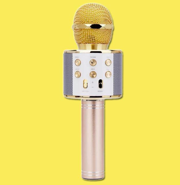 SHOP-STORY - Micro de karaoké sans fil avec fonction bluetooth - or  MICROPHONE GOLD - Conforama