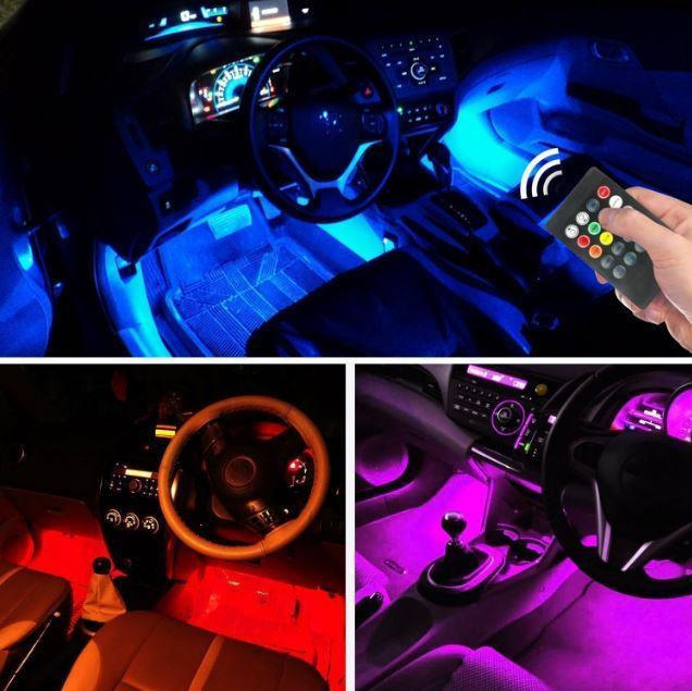 Éclairage intérieur à LED de voiture, musique multicolore à 72 LED avec  fonction active sonore et