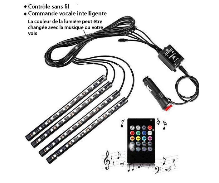 Eclairage LED Multicolore pour Intérieur de Voiture