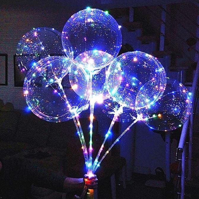 Generic 1 pc Ballon LED Transparent lumineux avec des bâtons décorations  fête d'anniversaire, mariage à prix pas cher