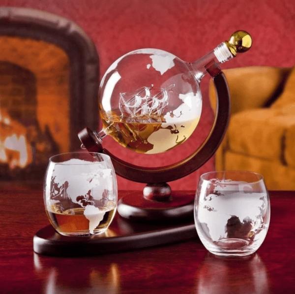 Carafe Globe à Whisky | Vintage Maison Du Monde - Ensemble (Carafe + 2 Verres)