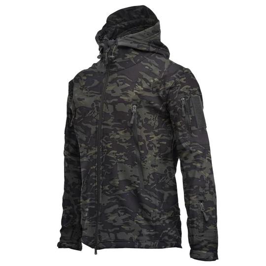 Veste Imperméable Militaire Avec Capuche - Pour Femme et Homme - Camouflage noir L