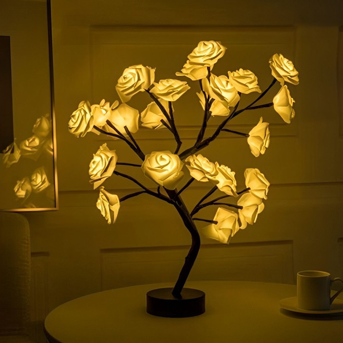 Lampe de chevet Fleurs De Rose | De Bureau - Design | De table - Jaune