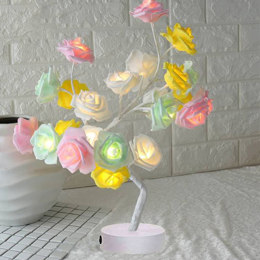 Lampe de chevet Fleurs De Rose | De Bureau - Design | De table - Multicolore