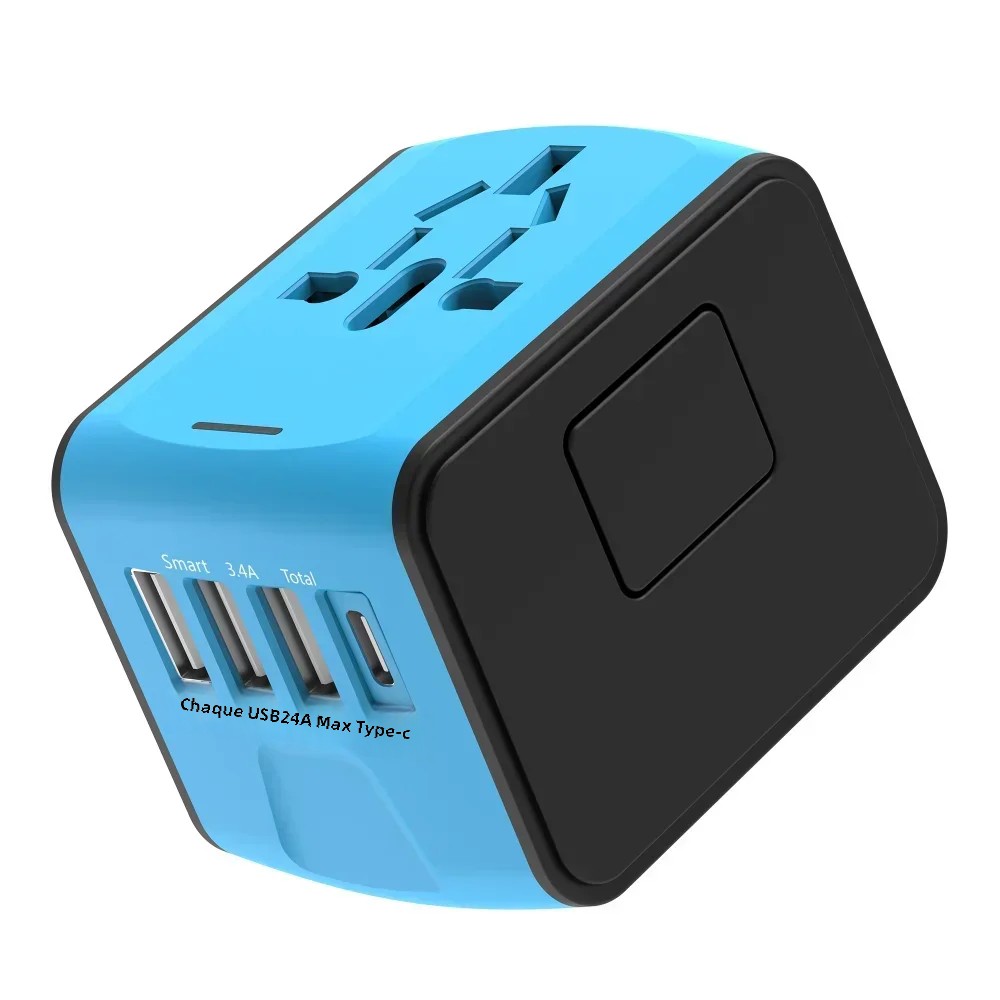 Adaptateur De Voyage Universel Charge Rapide Avec Ports USB Type C - Bleu