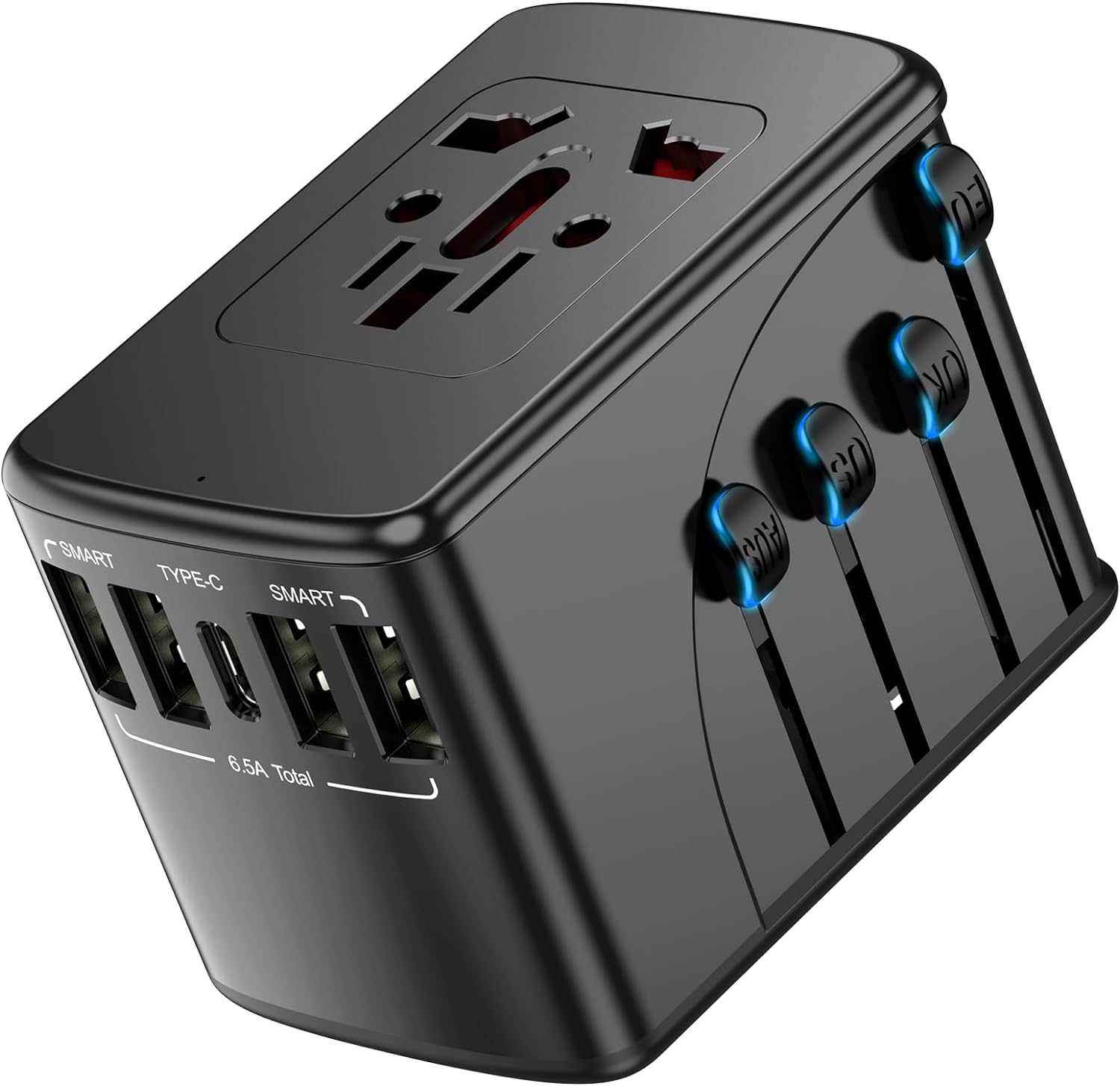 Adaptateur De Voyage Universel Charge Rapide Avec Ports USB Type C - Noir