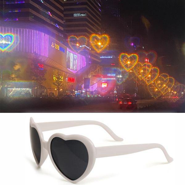 Lunettes De Diffraction - Effet De Lumière Cœur - Blanc