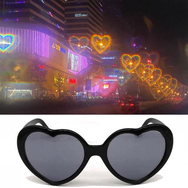 Lunettes De Diffraction - Effet De Lumière Cœur - Noir