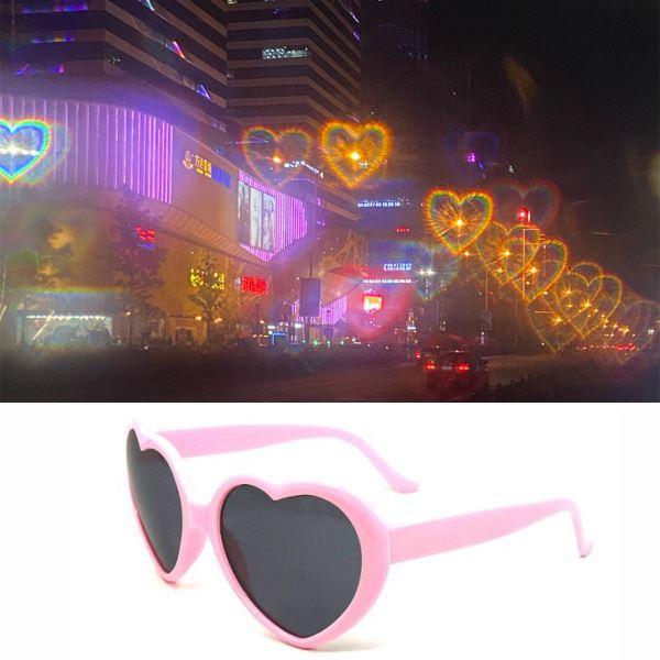 Lunettes De Diffraction - Effet De Lumière Cœur - Rose clair